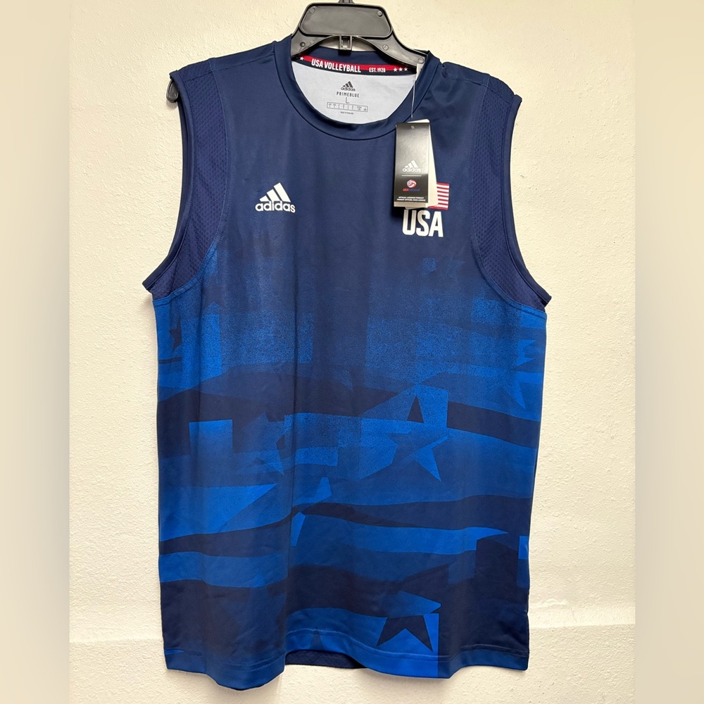 adidas Men USA VOLLEY JERSEY PRIMEBLUE SHIRT #104